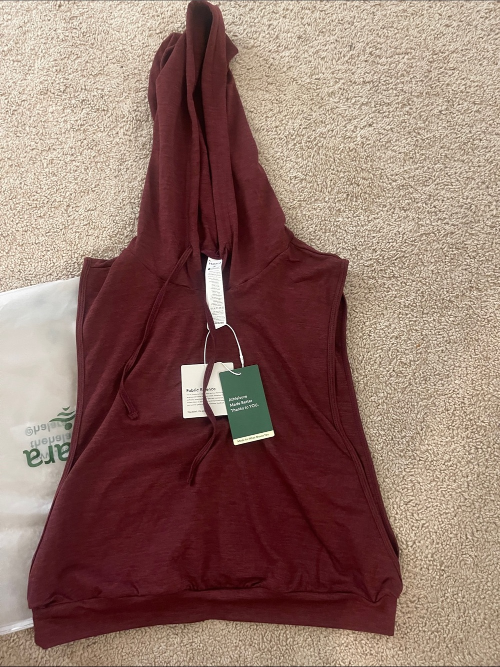 HALARA Sleeveless Hooded Tank - Burgundy